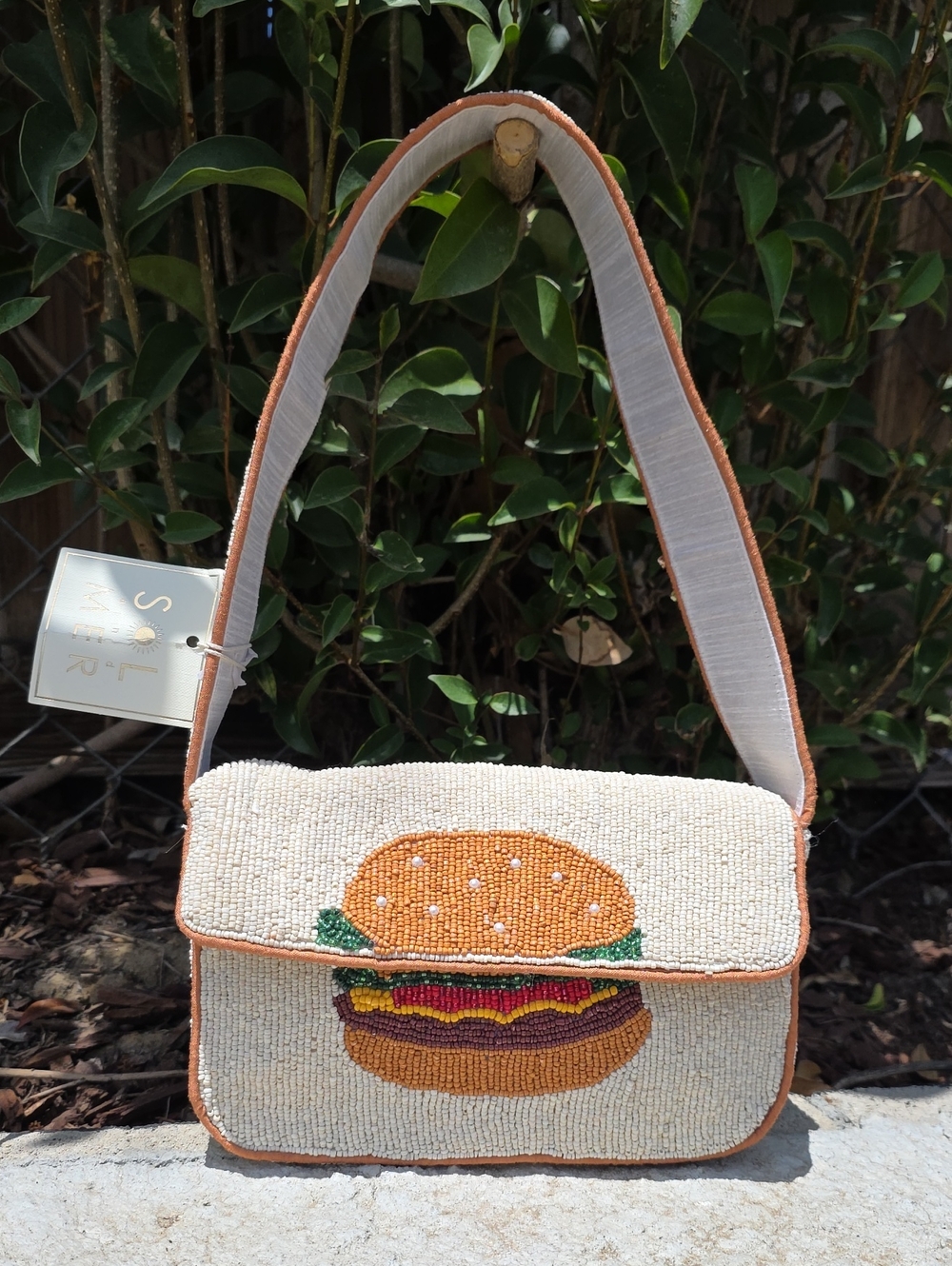 Viral Beaded Cheeseburger French Fry Shoulder Bag